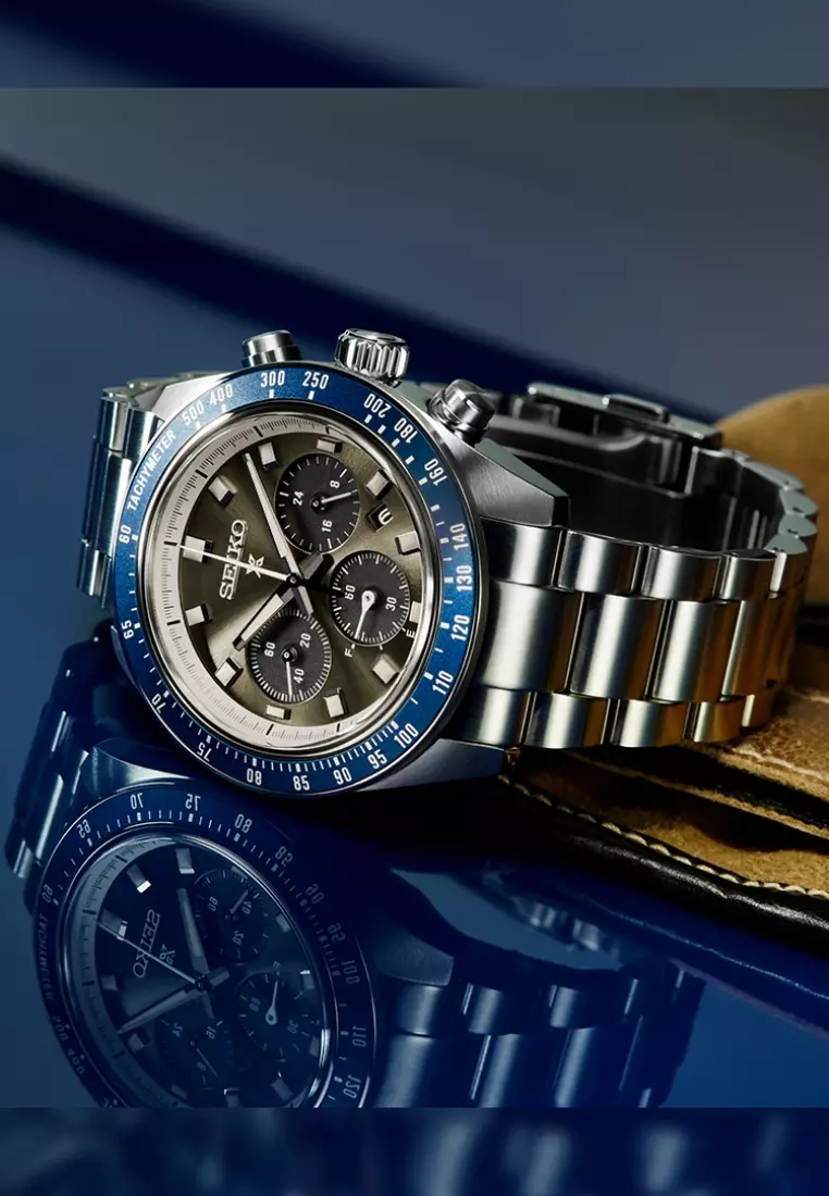 Seiko Prospex ‘Grand Touring’ Solar Speedtimer Chronograph Grey Dial Stainless Steel Band Quartz Watch SSC939P1