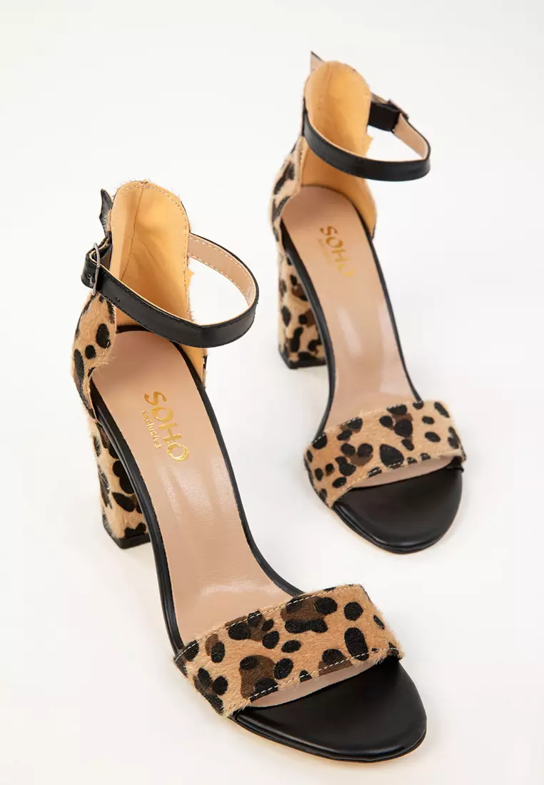 Black Leopard Women's Classic Heeled Shoes 14532