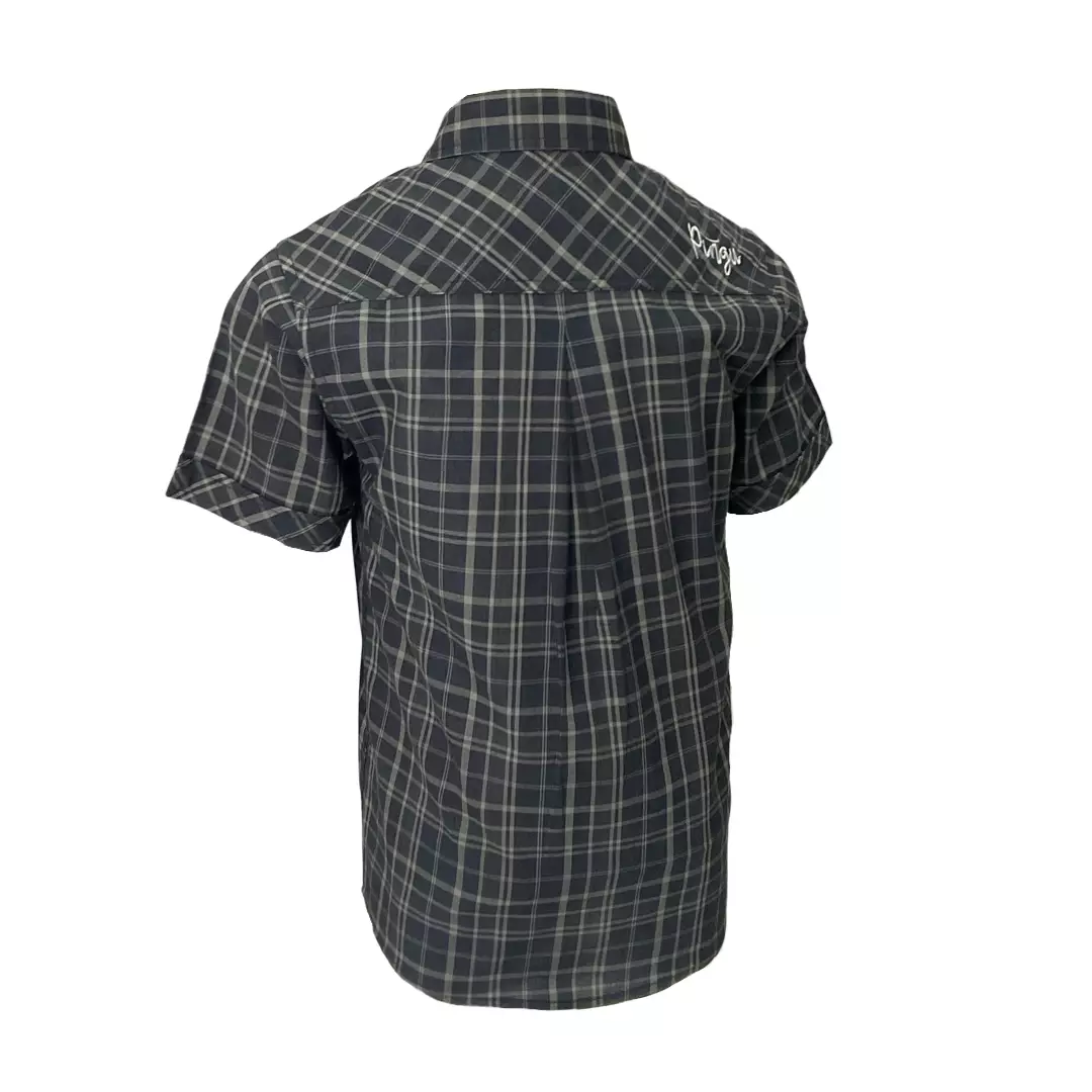 Pingu Kemeja Anak Laki Laki Kotak-Kotak Pendek Hitam 92200731G