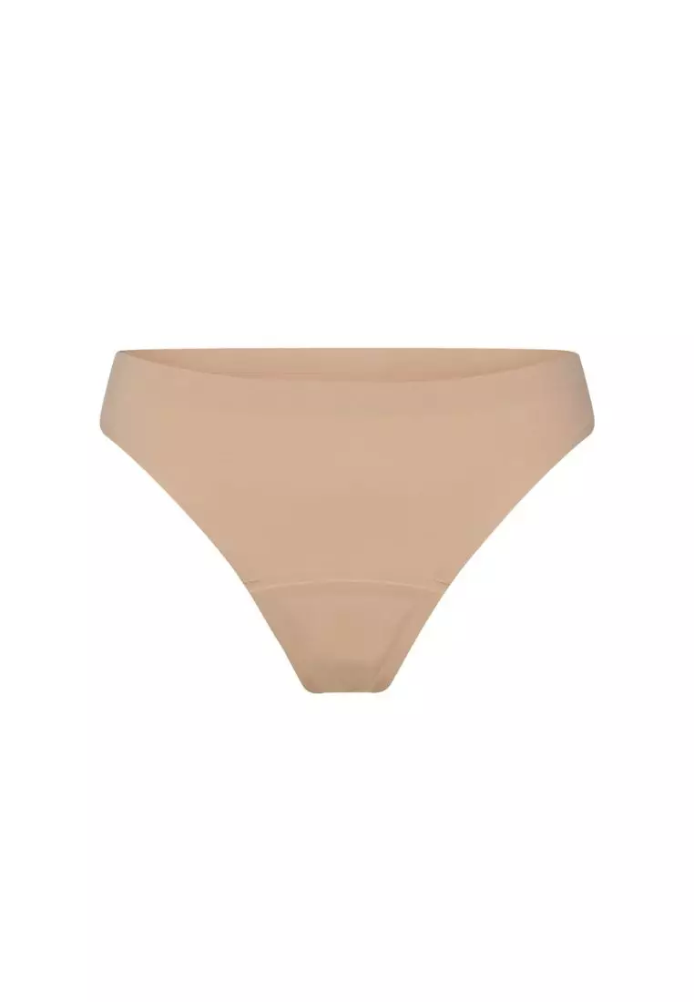 Modibodi Period Underwear Seamfree Hi-Leg Cheeky Moderate Absorbency Beige