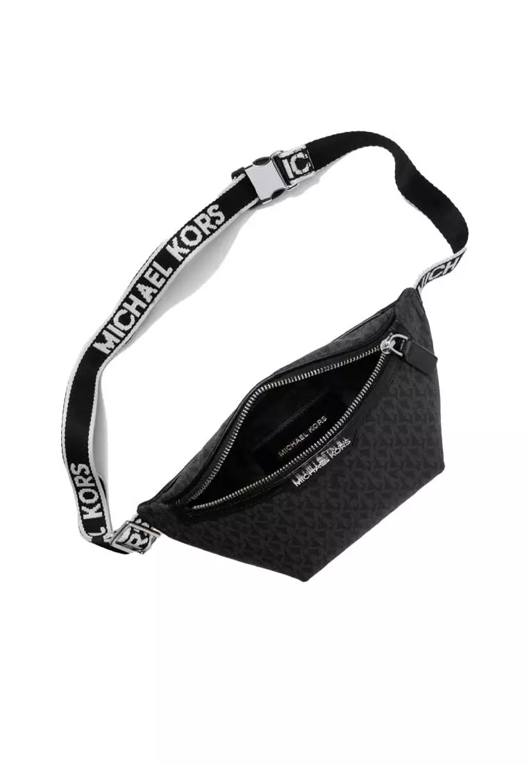 Black Michael Kors Belt Bag Pebbled Leather Belt Bag With Chain