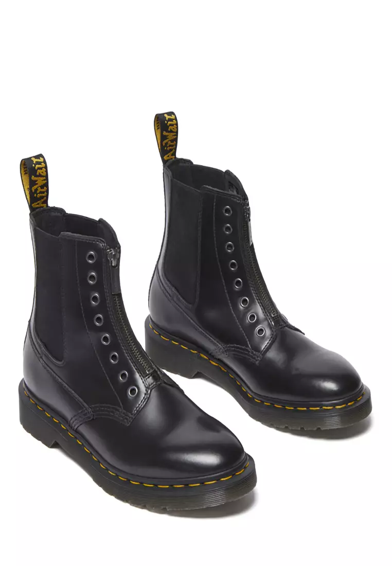 1460 Gusset Polished Smooth Leather Lace-Up Boots Black - Women