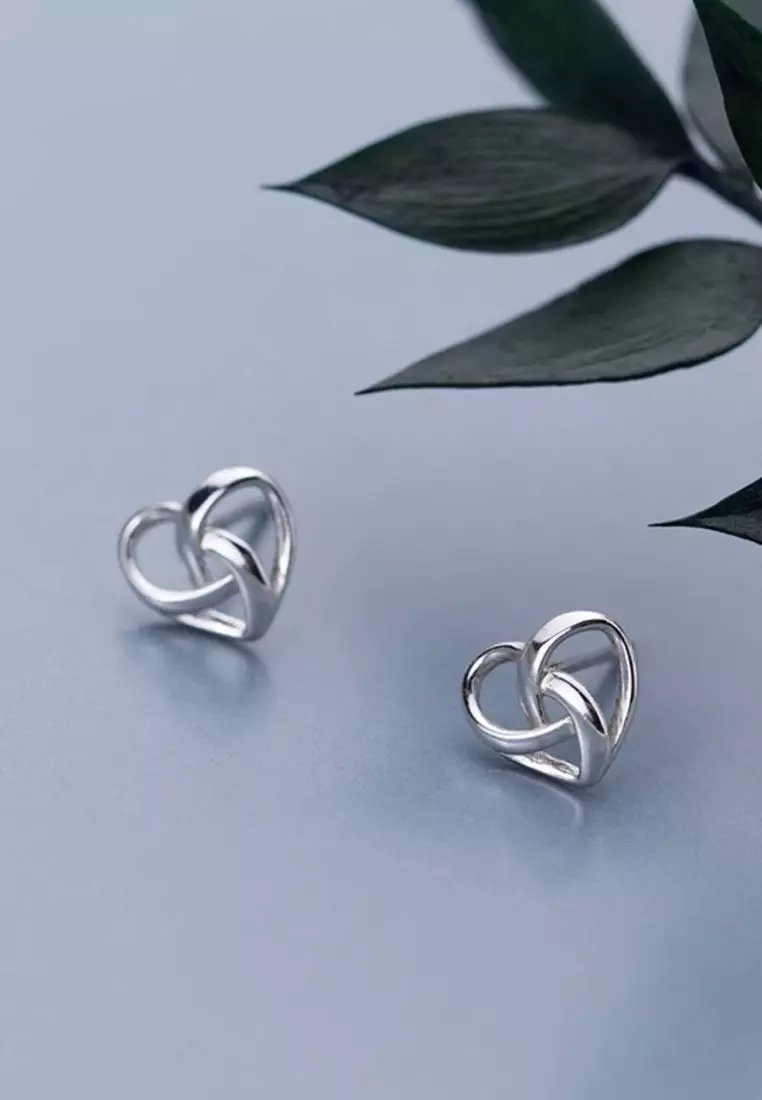 925 Silver Hollow Out Heart Earrings JW AR-G4427
