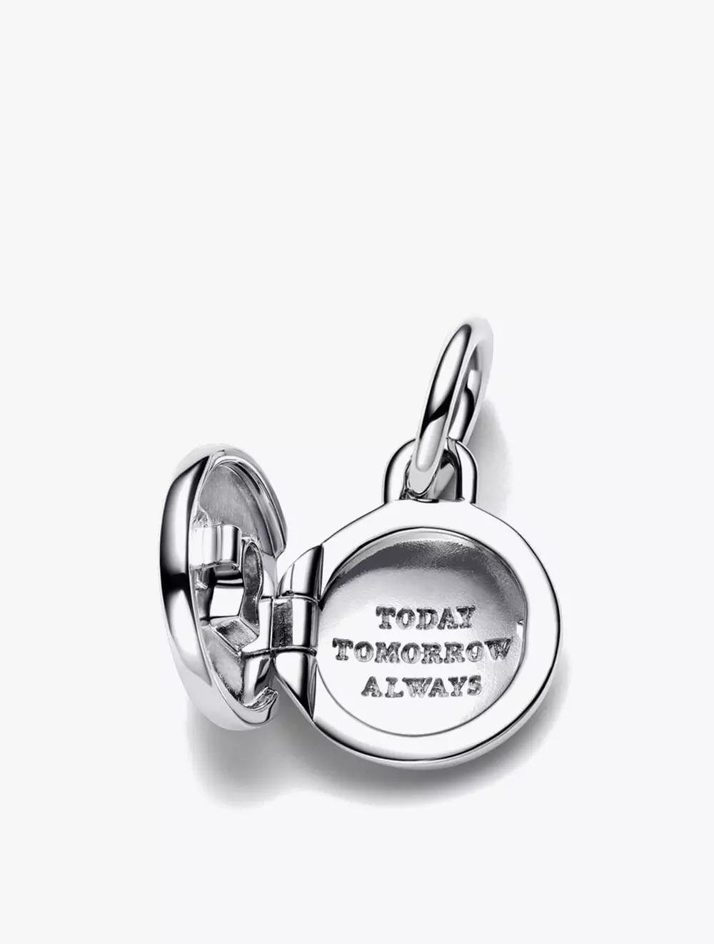 Key hole engravable locket sterling silver dangle with clear cubic zirconia