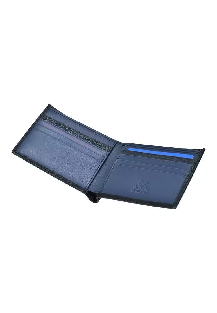 Tumbled Leather Bifold Wallet & Gun Metal Buckle Leather Belt Combo Gift Set