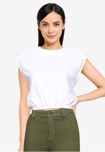 Noisy May white Ossy Padded Cropped Top 3CEA9AA9E42BBBGS_1
