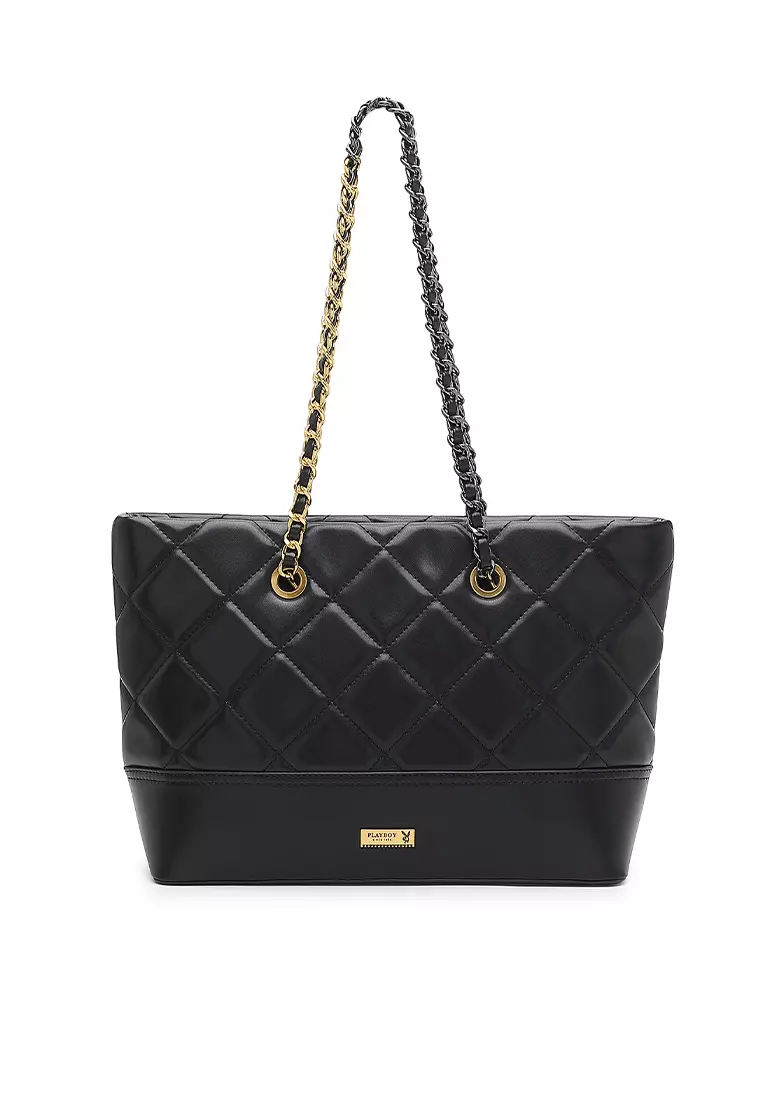 Buy PLAYBOY BUNNY Women s Chain Tote Bag Shoulder Bag Black