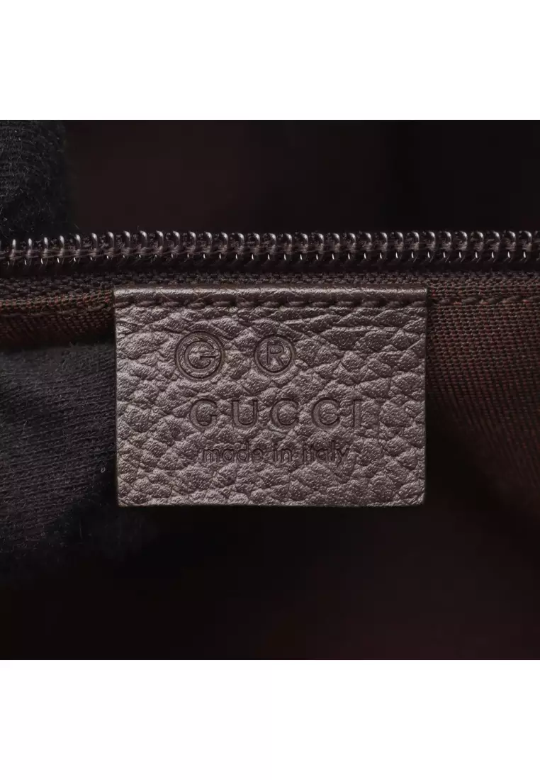 Pre-Loved Gucci GG canvas Backpack rucksack canvas leather beige Dark brown