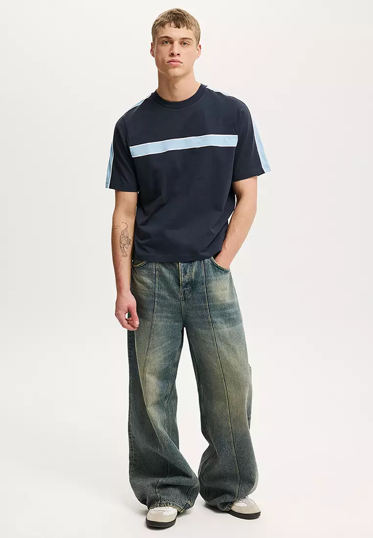 Cropped Fit Panel T-Shirt