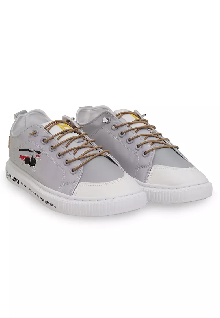 Anando Sepatu Sneakers Pria Motif Gambar Casual Shoes Stylish Design Material Leather ORIGINAL - Gray