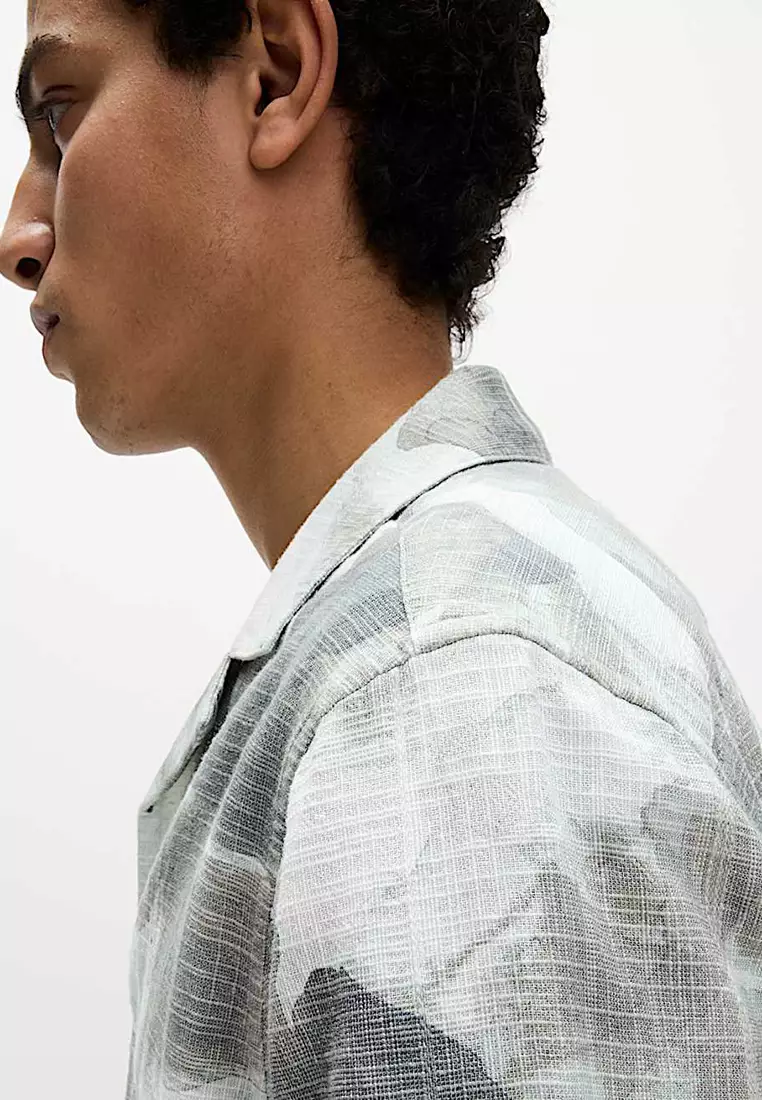 Cotton Rich Short Sleeve Cuban Collar Shirt