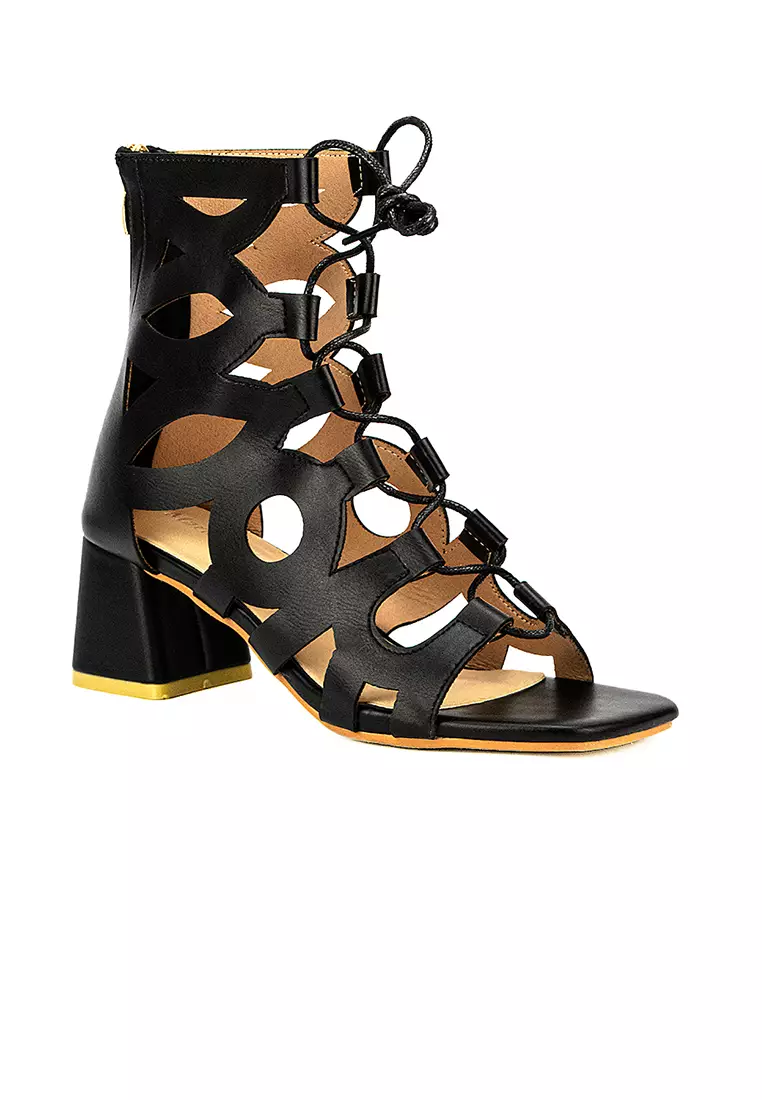 Women's Heeled Sandals LW 26092 Black C44