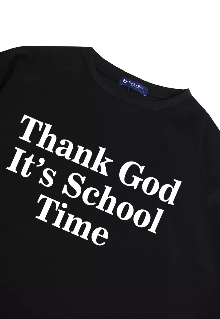 MTO70 kaos oversize quotes lucu kuliah back to school bahan tebal scuba distro pria hitam