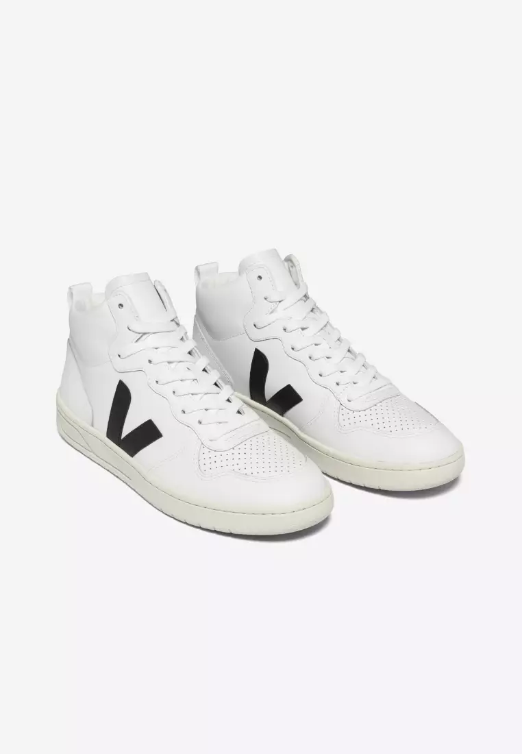 V-15 Leather White Black Sneakers