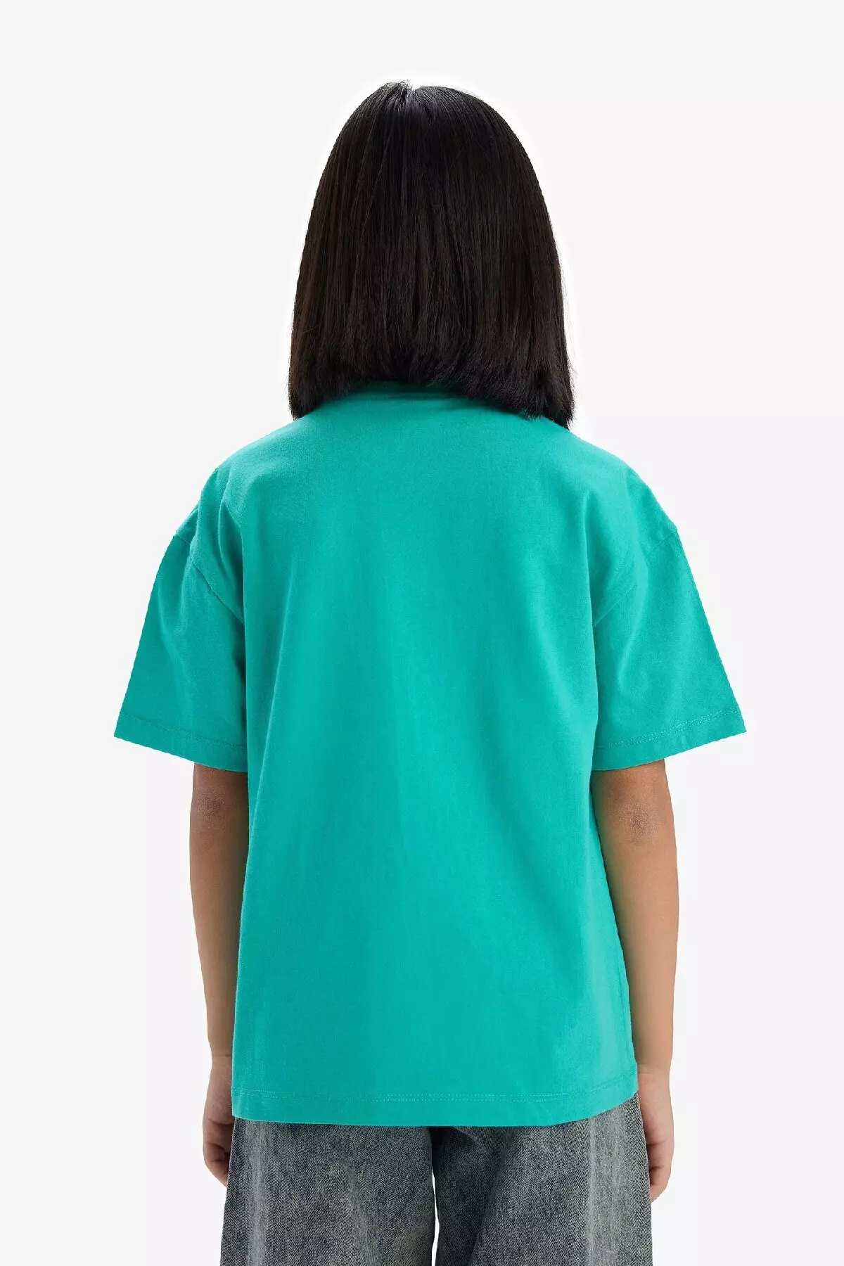 Girl's Oversize Wide Fit Crew Neck Printed Short Sleeve T-Shirt E0356A825Sm