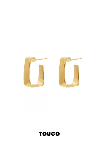 TOUGO gold Goma Square Hoop Earrings in Gold 9E206AC6EAB06AGS_1