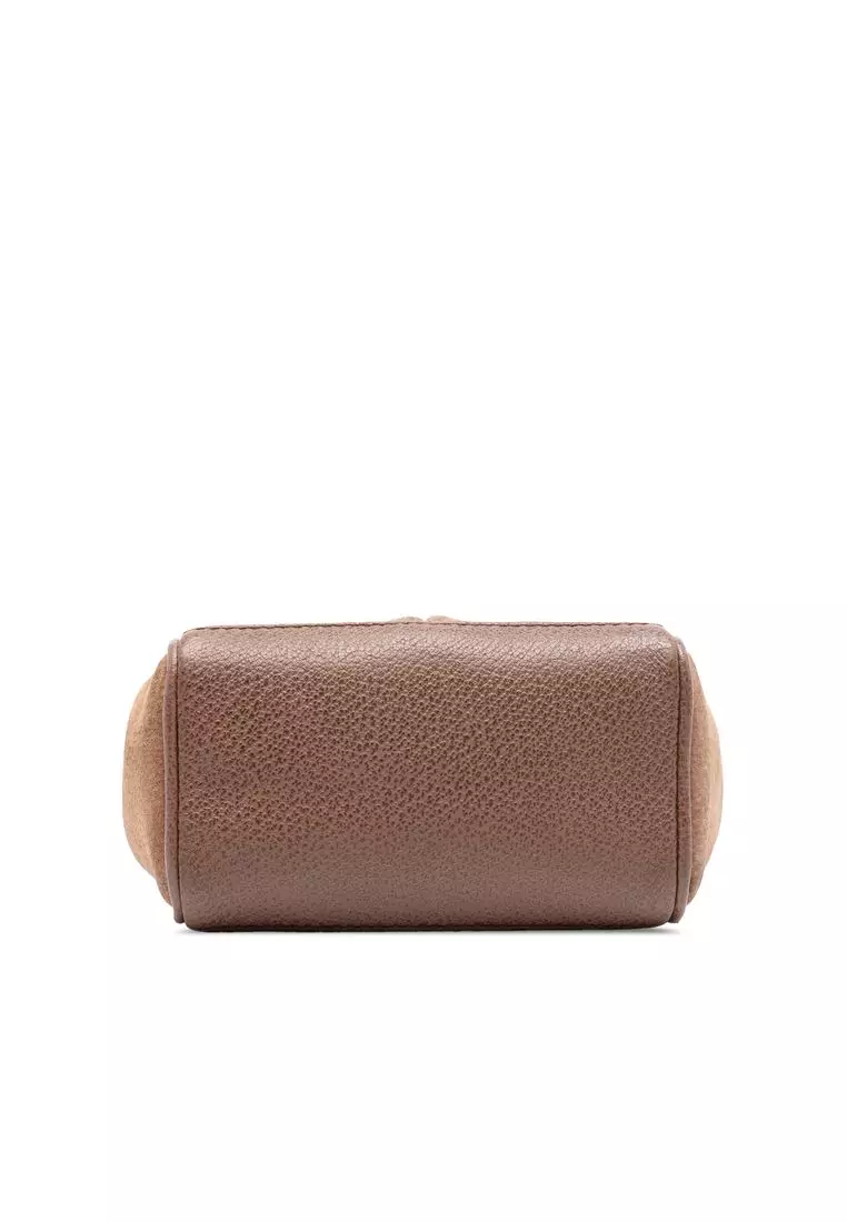 Pre-Loved Gucci Mini Suede Bamboo Satchel