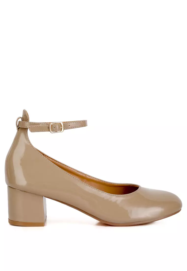 Discount on Rag & Co.  shoes - SKU: Beige Ankle Strap Low Block Heel Sandals