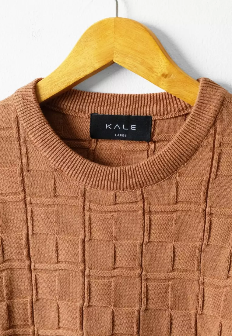 Kale Scott Brown / Kaos Rajut Premium Pria Lengan Pendek Motif