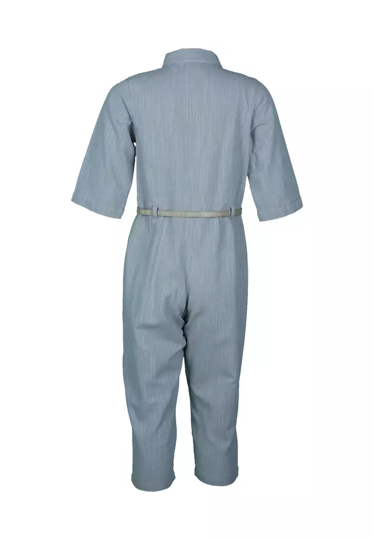 Pito Dito Girl Divine Jumpsuit Panjang Anak Warna Twotone Biru Khaki - Size 14