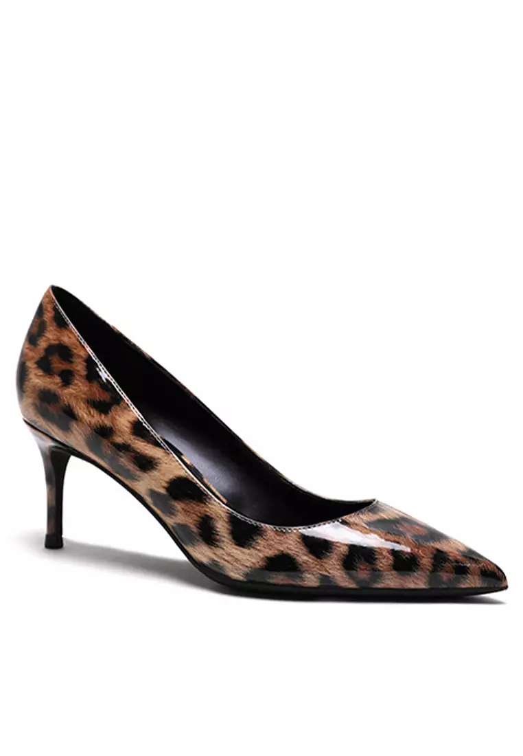 6.5CM Leopard Faux Patent Pointed High Heel Shoes HZL160