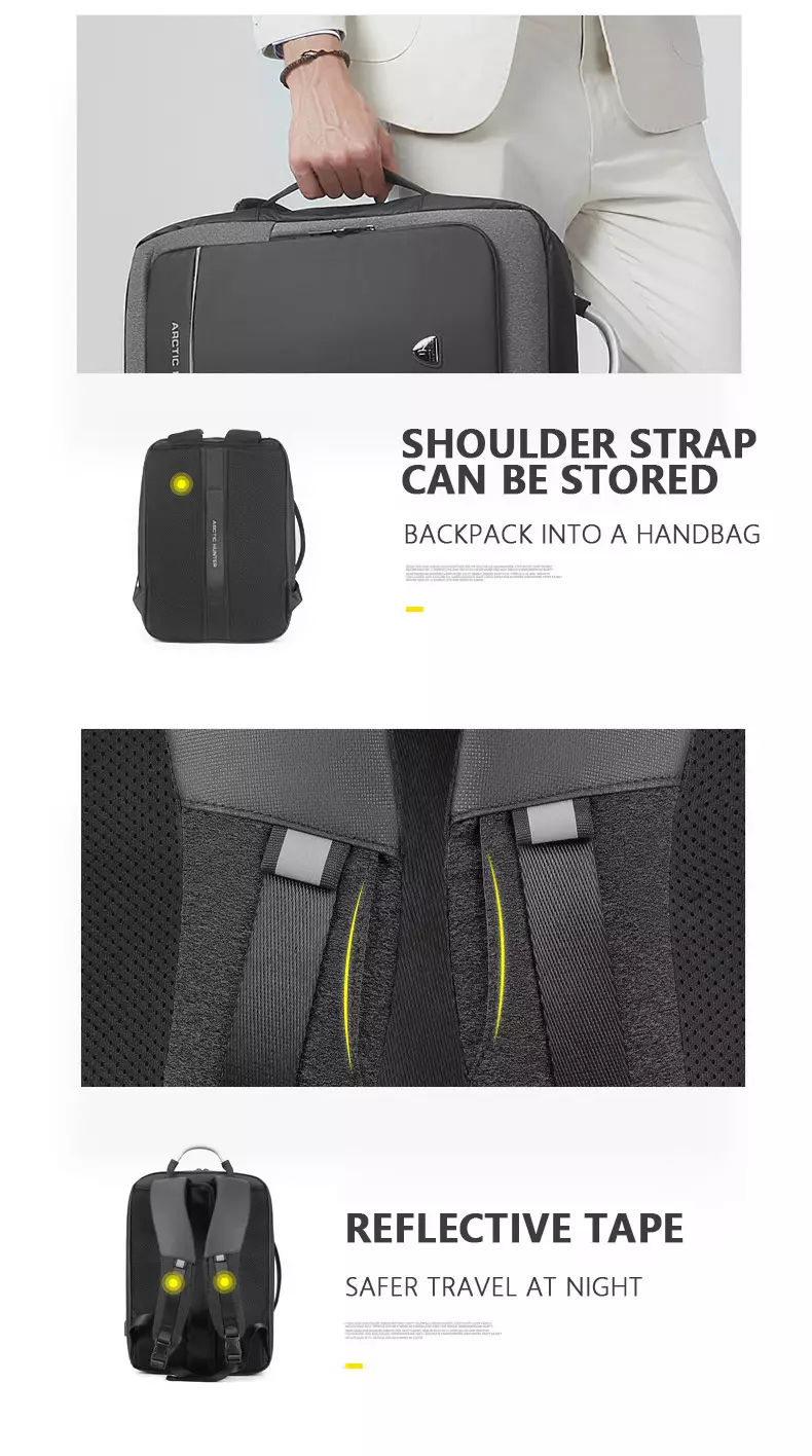 Arctic Hunter B00227L Tas Backpack Ransel Laptop Pria 17 USB Expandable - Dark Grey