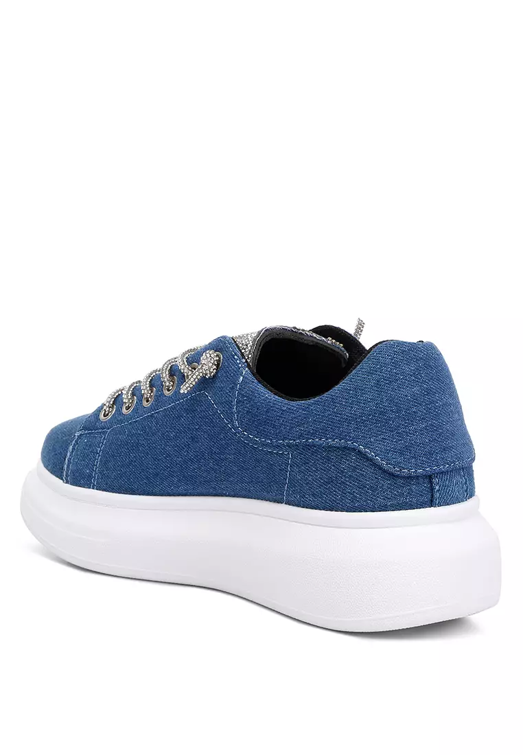 Denim Low Flatform Heel Sneakers