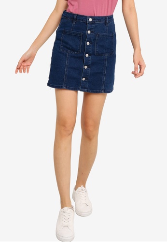 button skirt denim