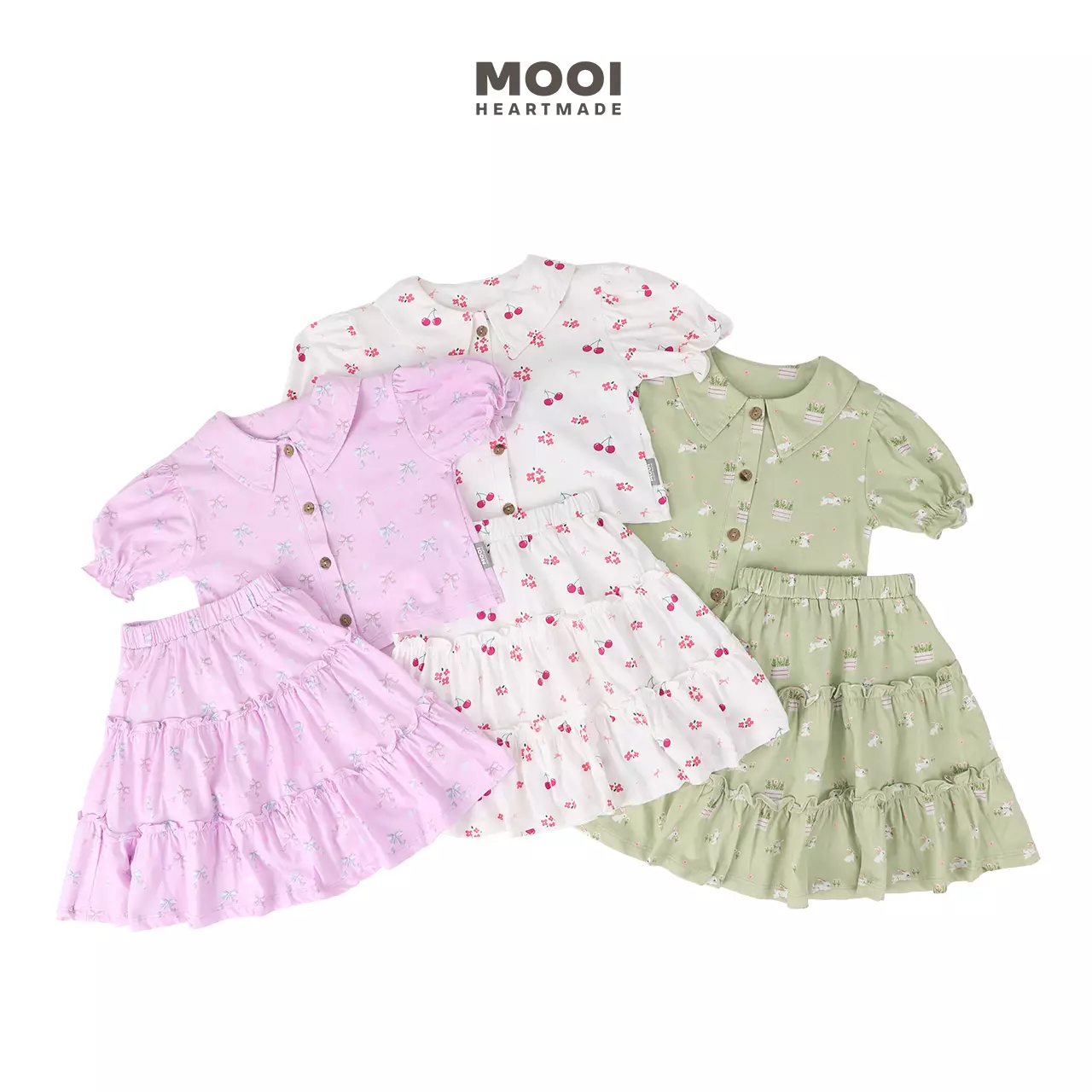 Mooi Setelan Anak Perempuan Agnes Set - Cream