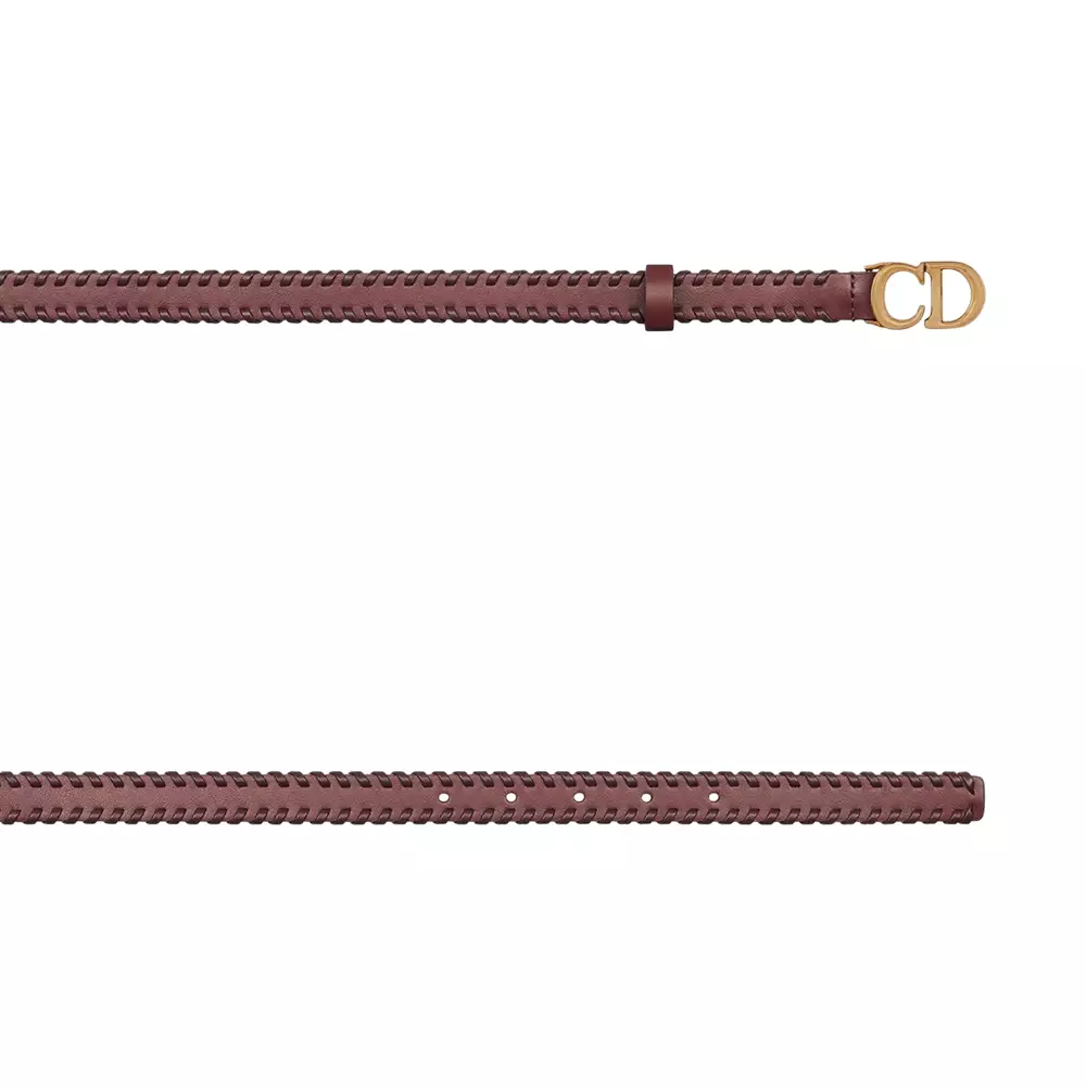 Saddle Smooth Calfskin with Leather Whipstitching Belt 20mm Burgundy