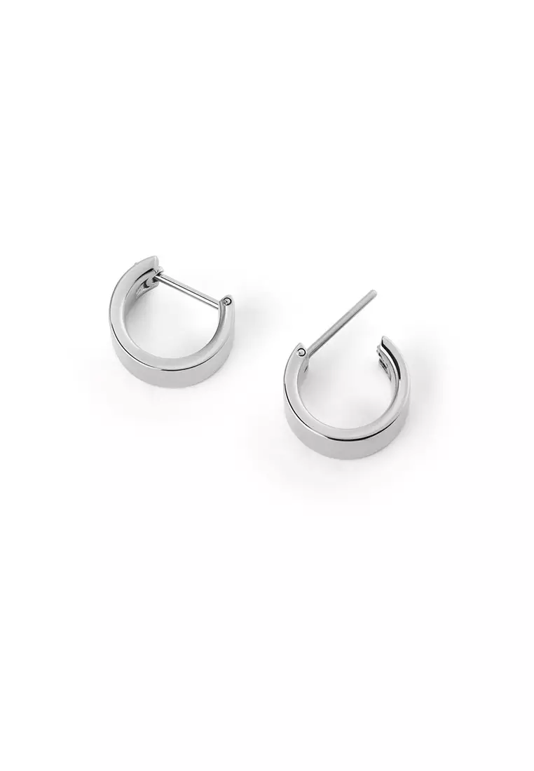 Line Earring Polished Silver 5.5mm - Unisex Earrings for women and men stainless steel Earrings DW Official Authentic Original