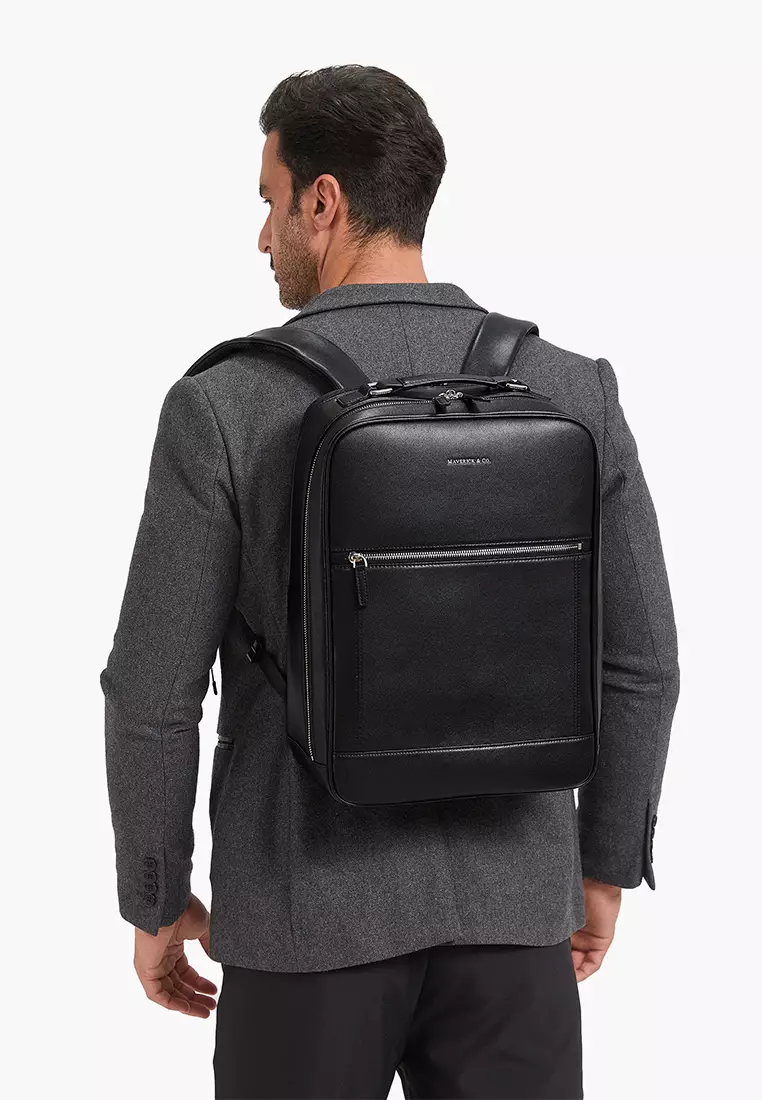 Maverick & Co. Montreal 皮革商務背包(黑色)