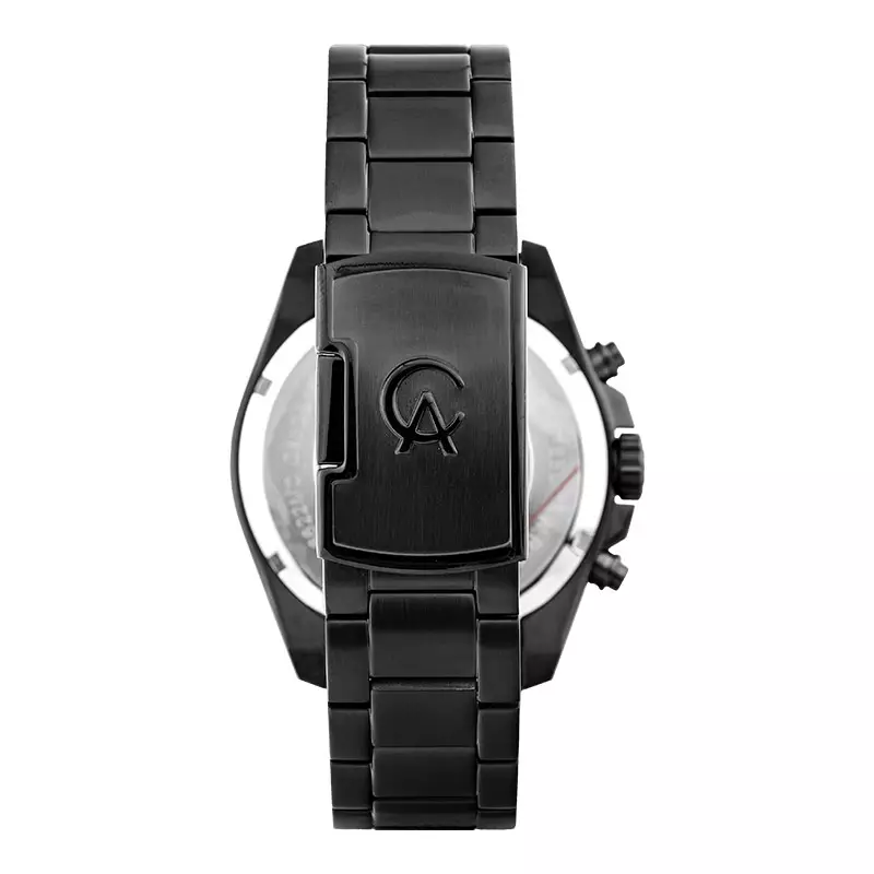 Jam Tangan Pria Alexandre Christie Chronograph AC 6622 MC BIPBAOR Men Black Dial Black Stainless Steel Strap