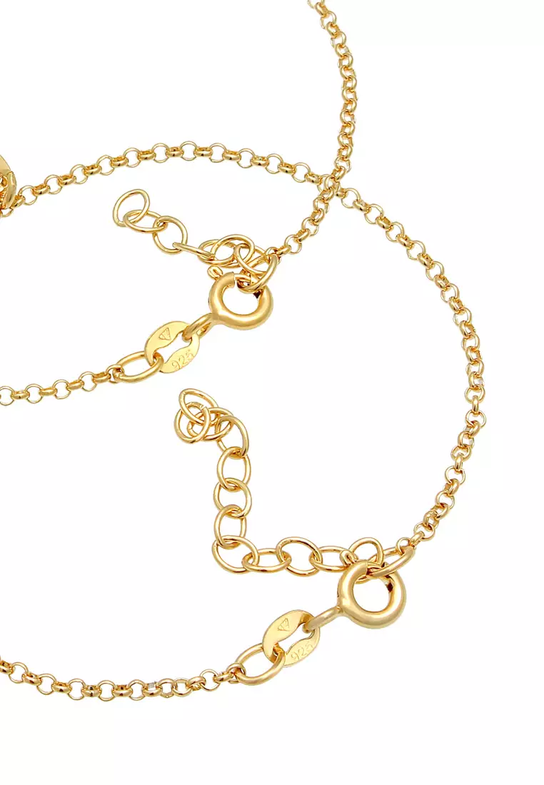 Gelang Perhiasan Perak 925 Wanita Mother Daughter Set Heart Plate