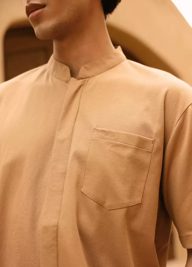 POLICE Kemeja Koko Polos Spandex Slub Premium Regular Fit Pria