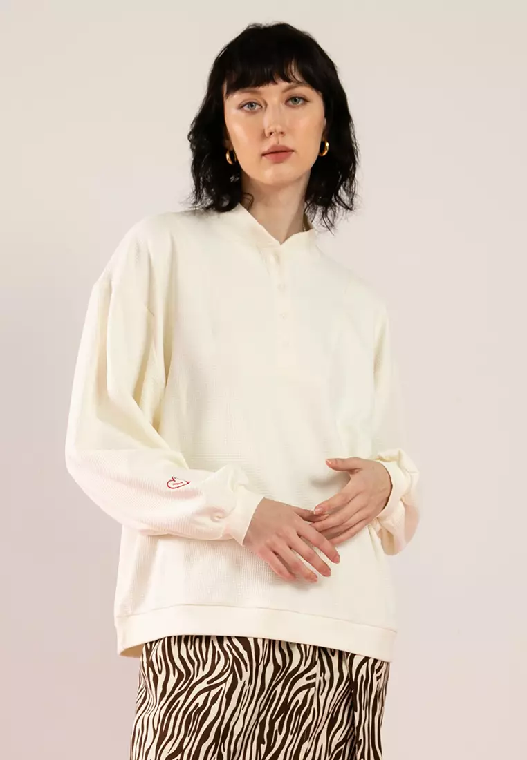 Jual Lubna Oversized Waffle Knit Top Original 2024 ZALORA Indonesia