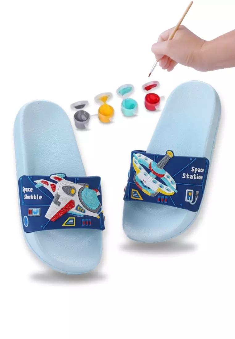 Discount on Golden Ticket Super Savers  shoes - SKU: Diy Painting Slippers For Kids - Summer Slippers Slides