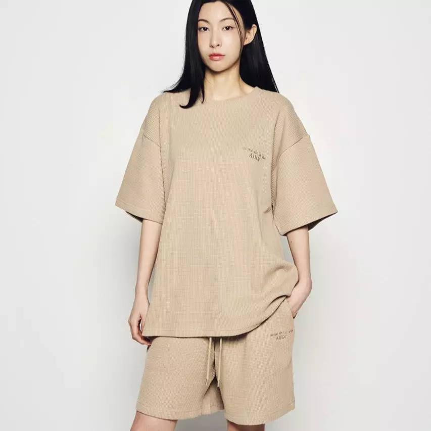 EMBO LOGO WAFFLE SHORT PANTS LIGHT BROWN