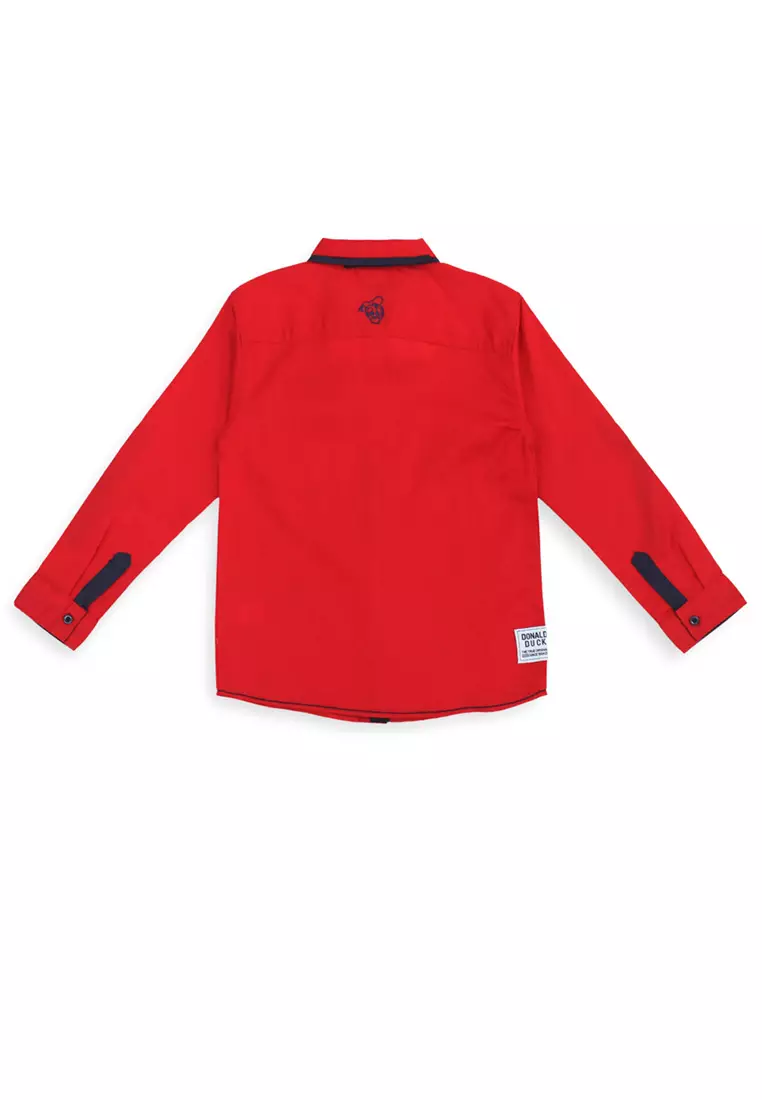 Shirt/ Kemeja Anak Laki/ Donald Duck Look Style Red Dobby