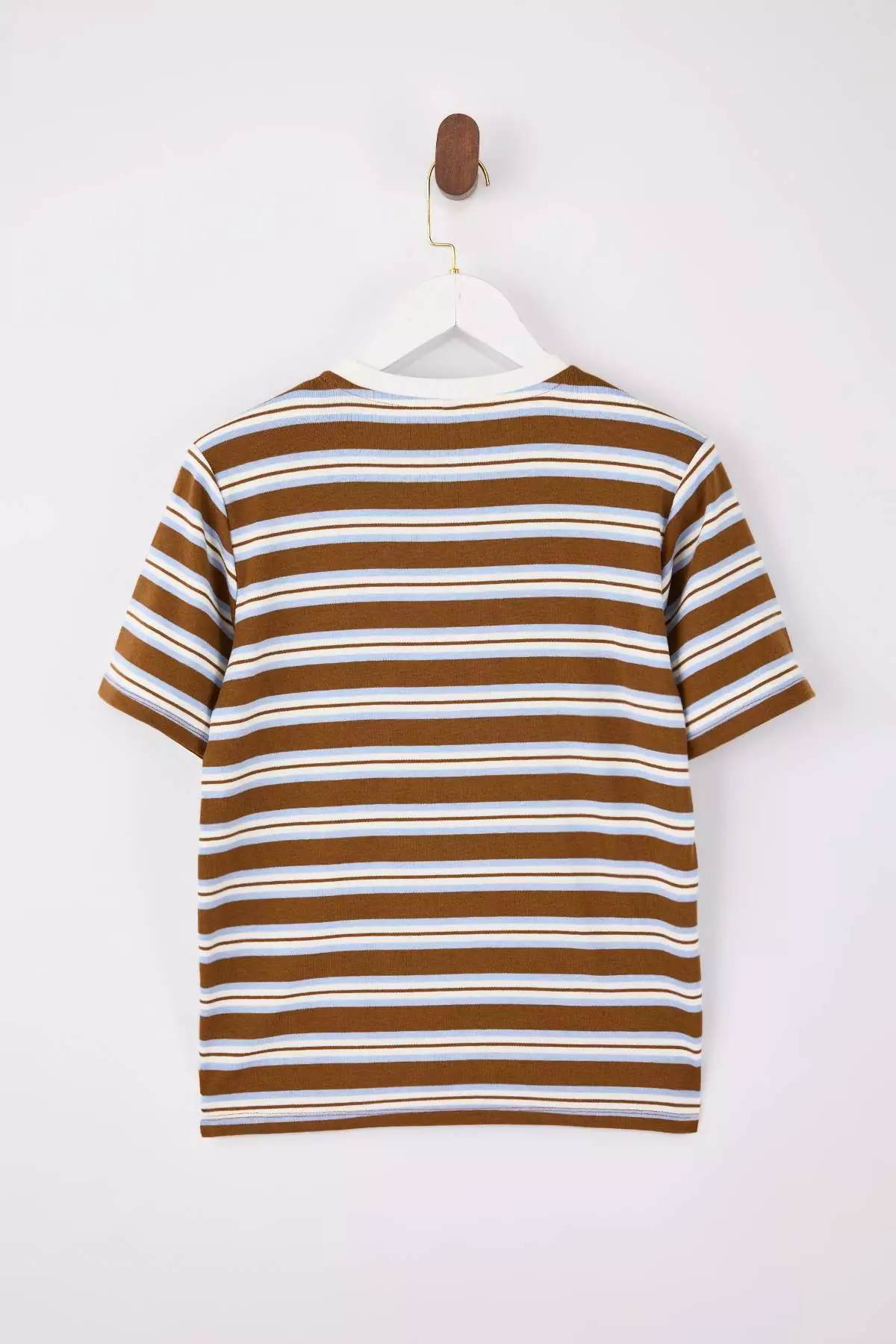 Blue Striped Regular/Normal Fit Short Sleeve Tok 1% Cotton Shoulder Pad Knitted T-Shirt Twoss26Ts31
