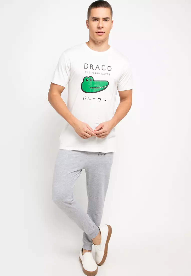 MTG21 draco vegan gator putih kaos pria