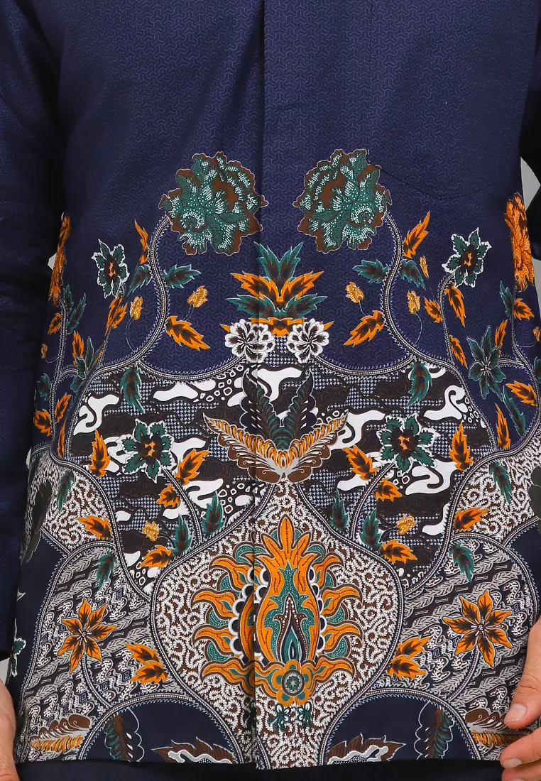 Kemeja Body Fit Batik Bunga Matahari