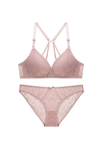 W.Excellence pink Premium Pink Lace Lingerie Set (Bra and Underwear) 985D9US7CD069FGS_1