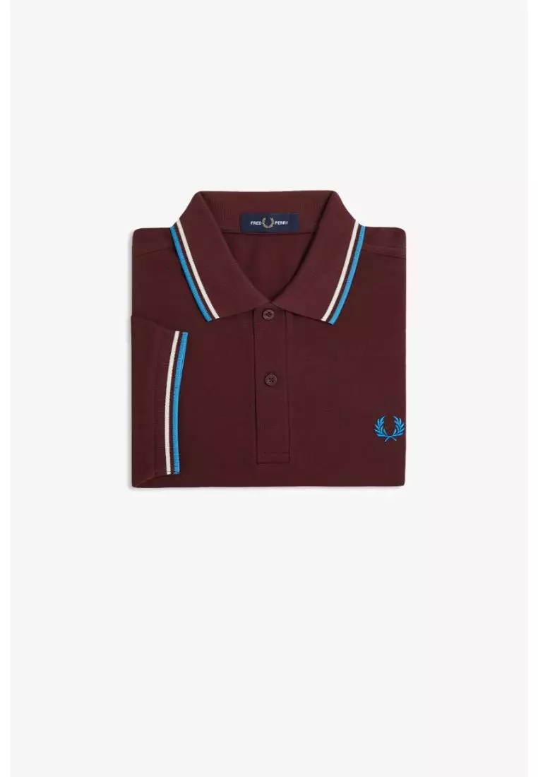 Fred Perry M3600 Twin Tipped Fred Perry Shirt (Oxblood / Ecru / Court Blue)