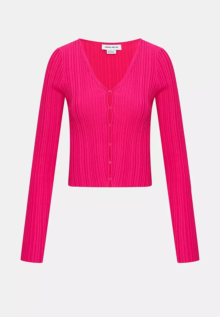 Standard Sleeves V-Neck Knitted Cardigan