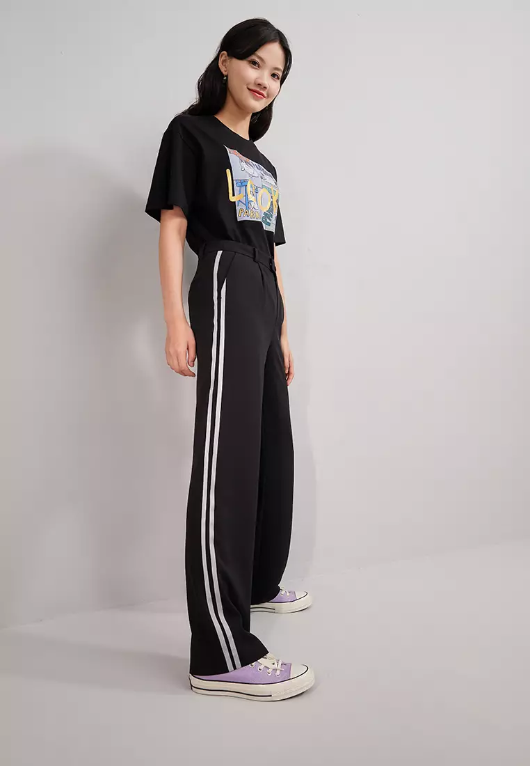 Sporty Long Pants with Side Stripes