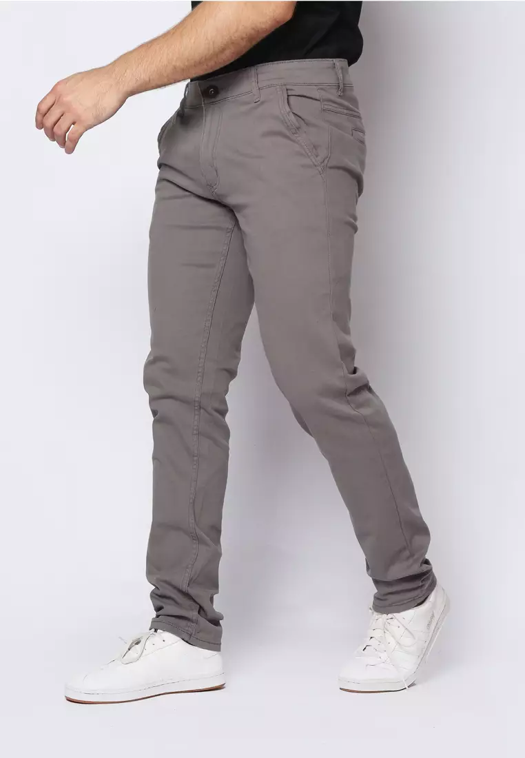 2nd RED Celana Panjang Pria Katun Chinos Slim Fit Cheers Mate Abu 112504