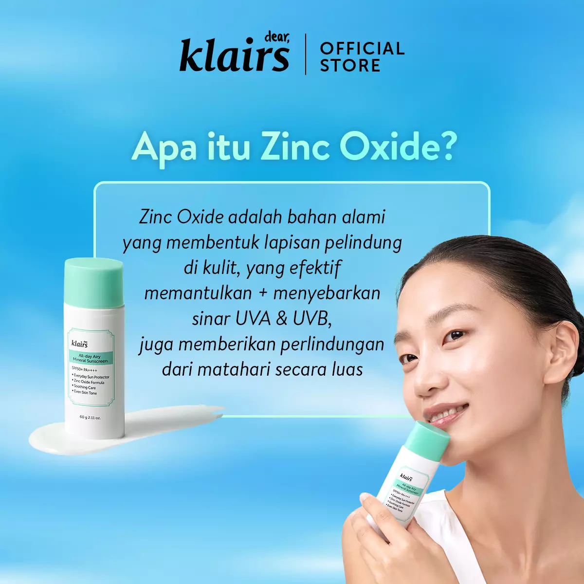 [Official Distributor] Dear Klairs All-Day Airy Mineral Sunscreen SPF50+ PA++++ 35gr