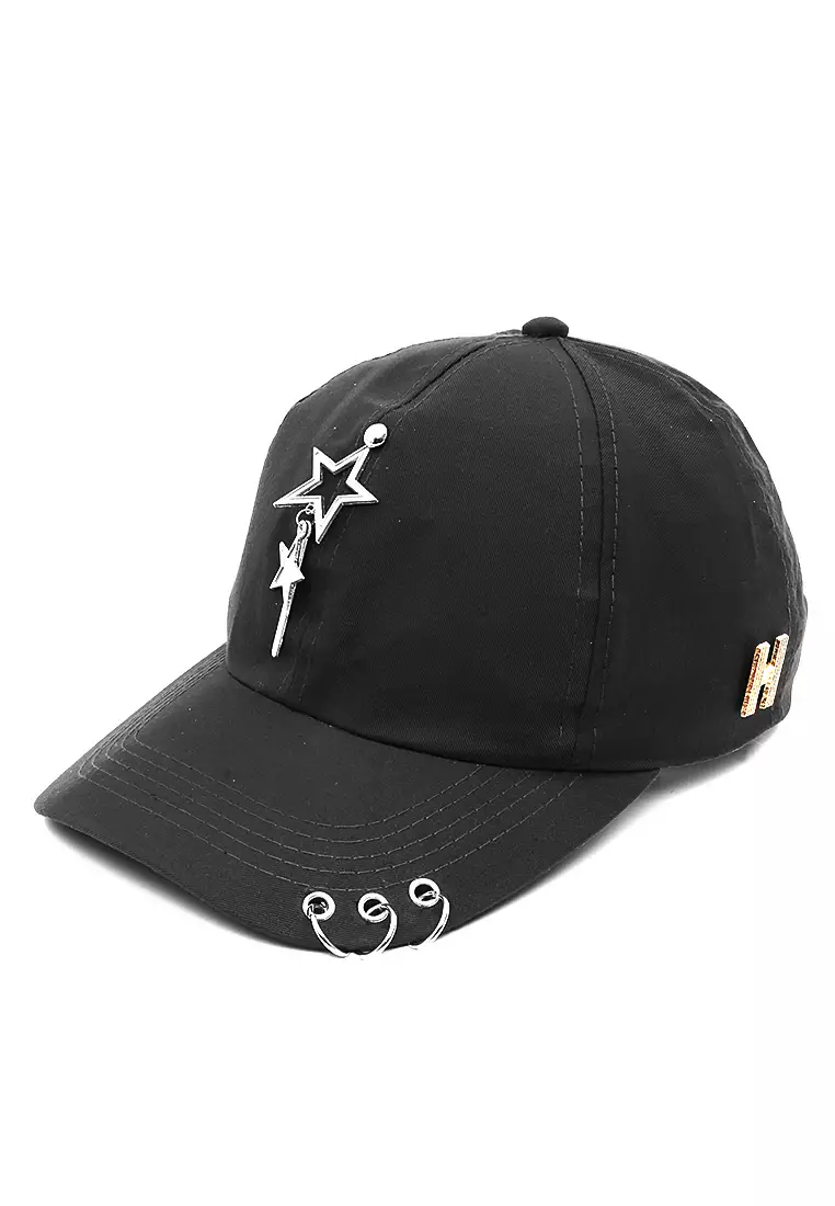 Drsh Topi Baseball Unisex Casual Sport Motive Stars Adjustable Material Cotton ORIGINAL - Black
