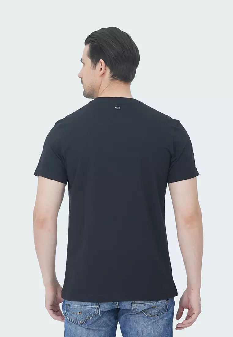 LGS - Kaos Youth - T-Shirt Casual Pria - Slim Fit - Motif Sablon Tulisan Positive - Warna Hitam - GTS.878.N287.33.C